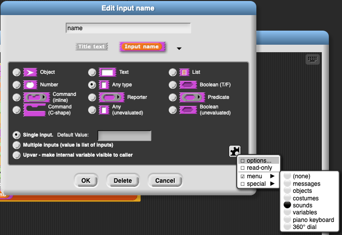 input type dialog